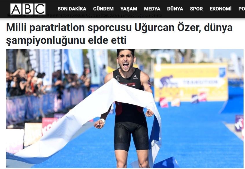 Milli paratriatlon sporcusu Uğurcan Özer, dünya şampiyonluğunu elde etti