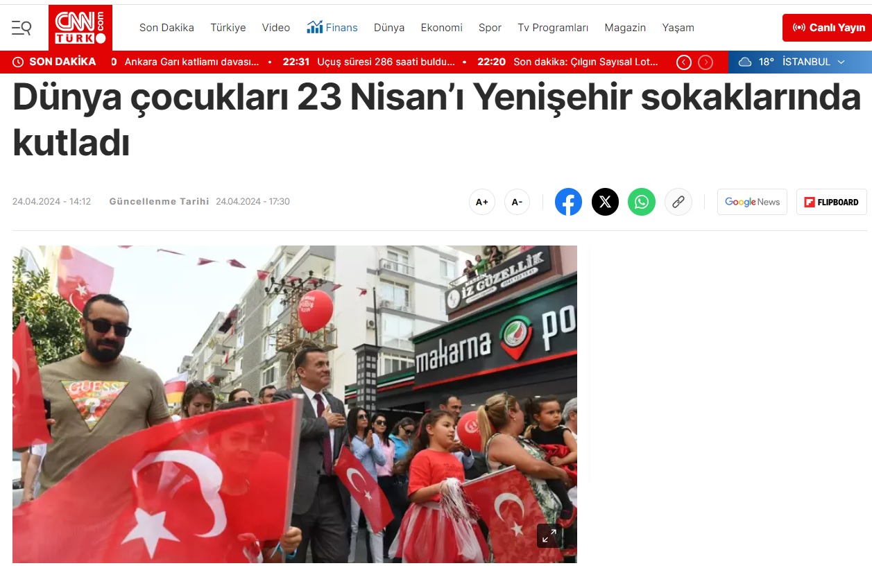 Dünya çocukları 23 Nisan’ı Yenişehir sokaklarında kutladı