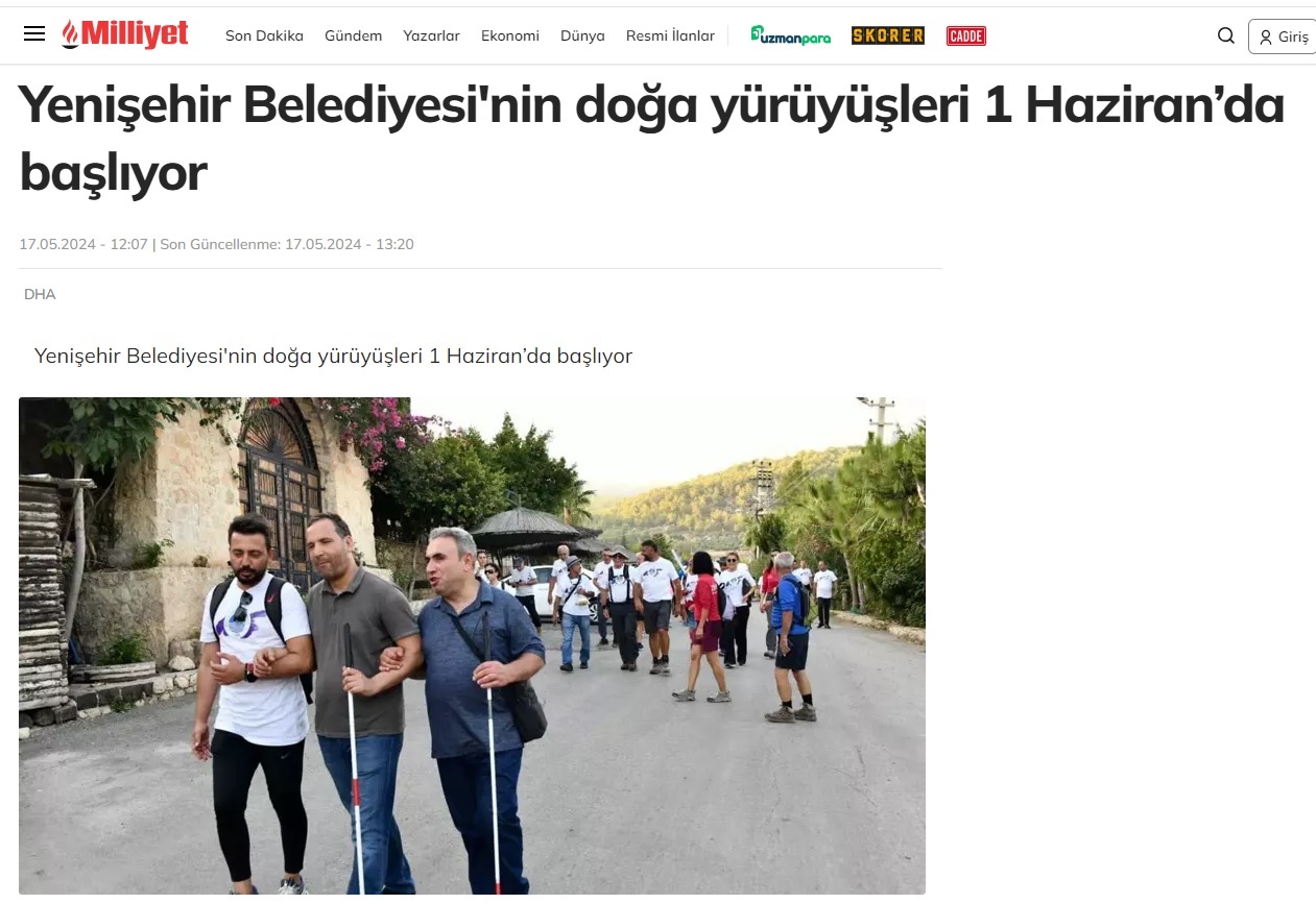 Yenişehir Belediyesinin doğa yürüyüşleri 1 Haziran’da başlıyor