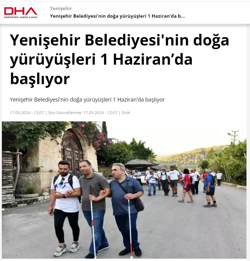 Yenişehir Belediyesinin doğa yürüyüşleri 1 Haziran’da başlıyor