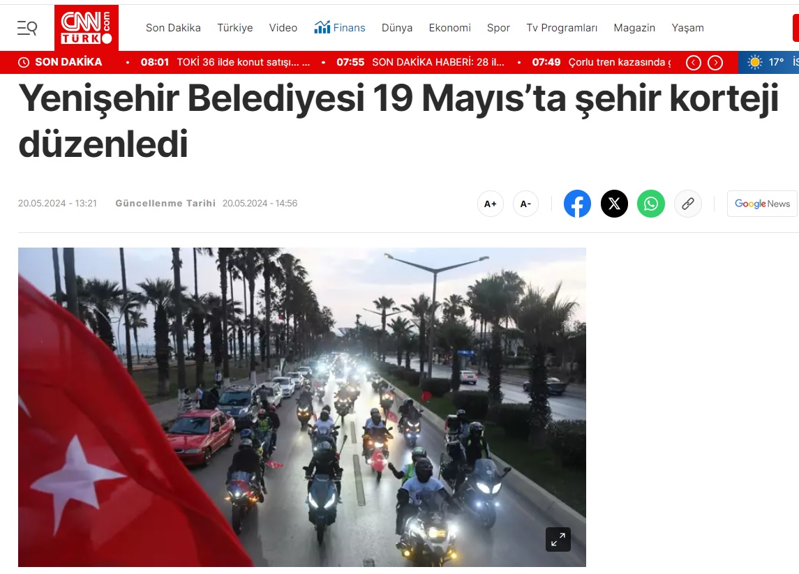 Yenişehir Belediyesi 19 Mayıs’ta şehir korteji düzenledi