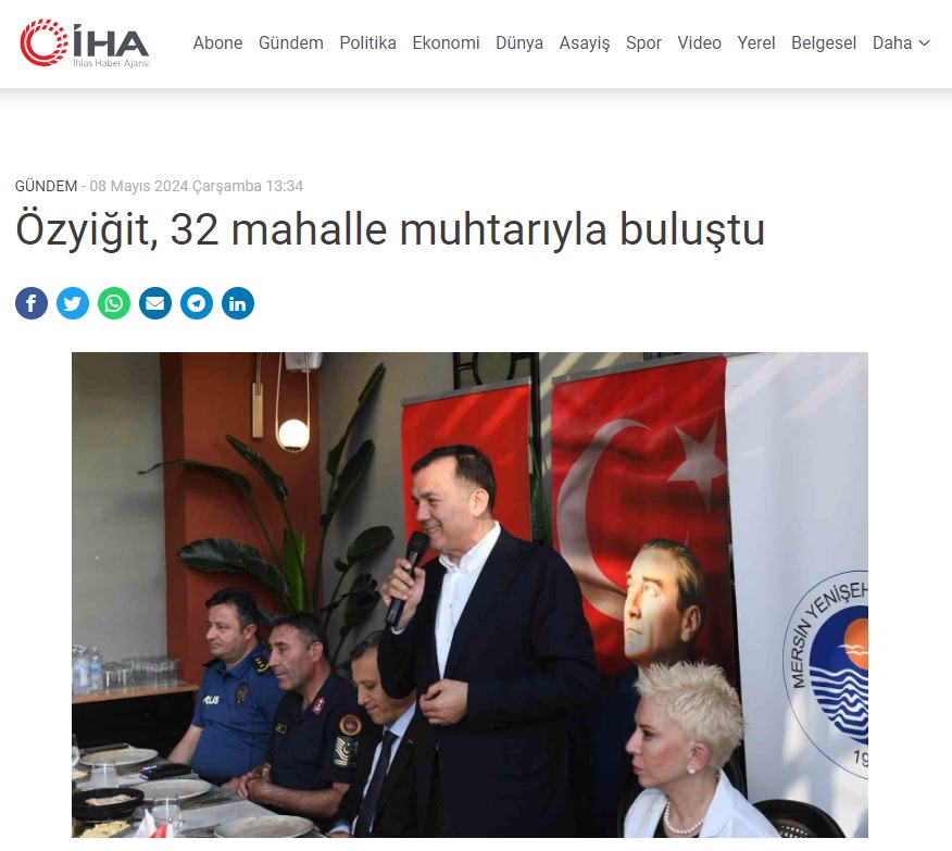 Başkan Abdullah Özyiğit, 32 mahalle muhtarıyla buluştu