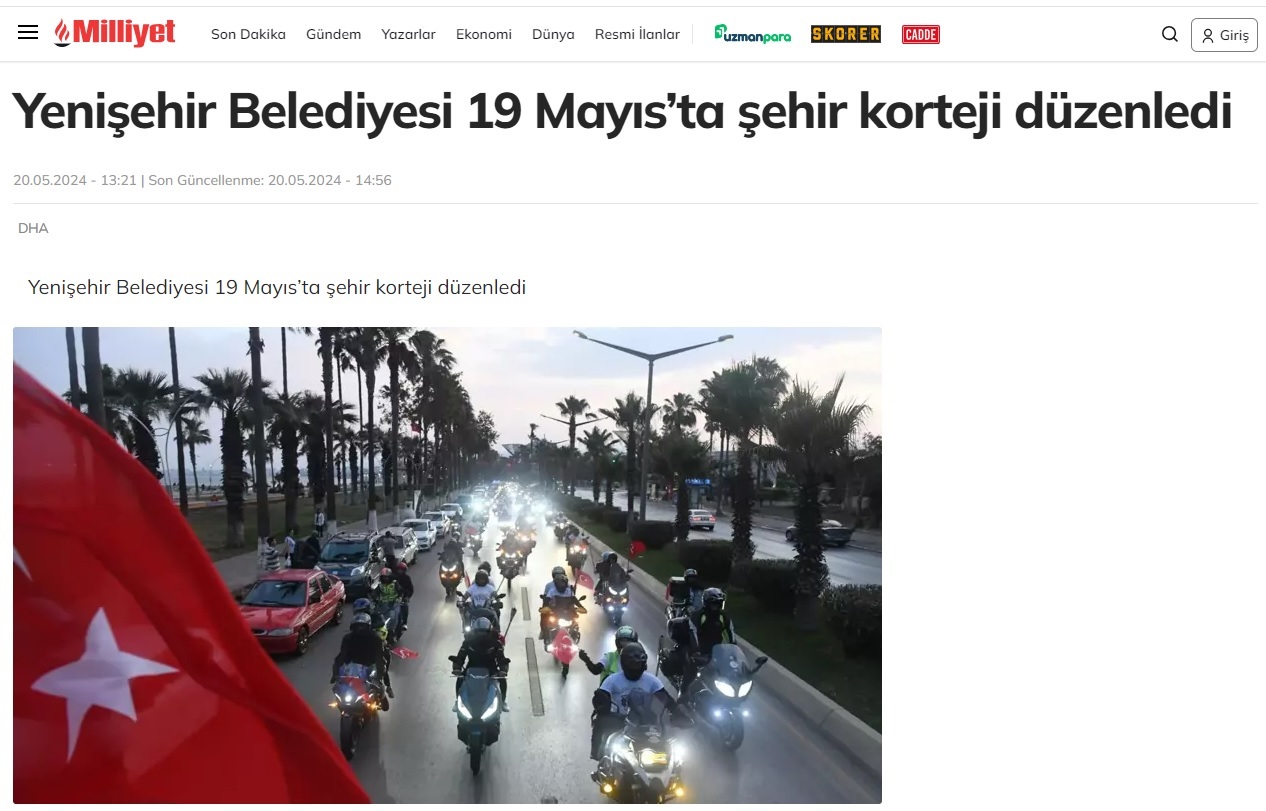 Yenişehir Belediyesi 19 Mayıs’ta şehir korteji düzenledi