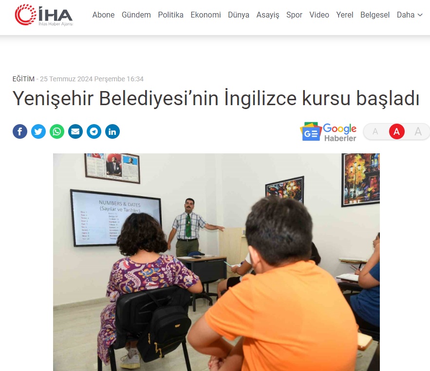 Yenişehir Belediyesinin İngilizce kursu başladı