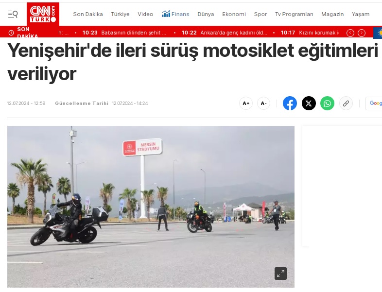 İleri sürüş motosiklet eğitimleri Yenişehir Belediyesinin destekleriyle veriliyor