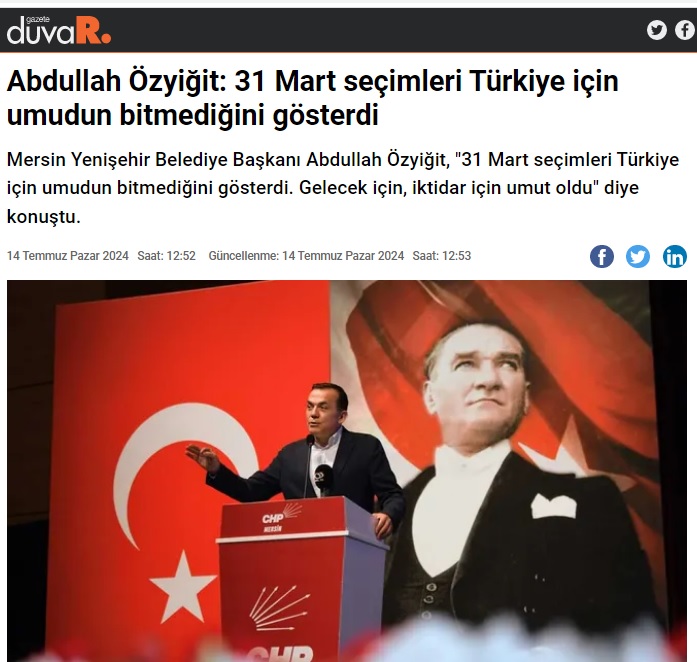 Başkan Özyiğit, “31 Mart seçimleri Türkiye için umudun bitmediğini gösterdi.”