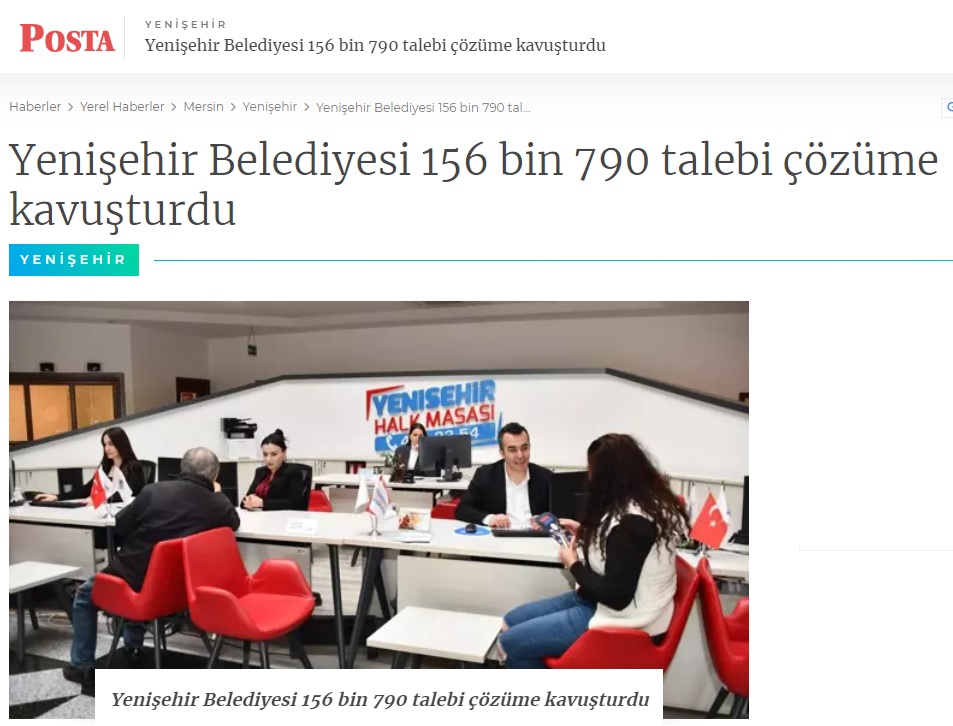 Yenişehir Belediyesi 156 bin 790 talebi çözüme kavuşturdu