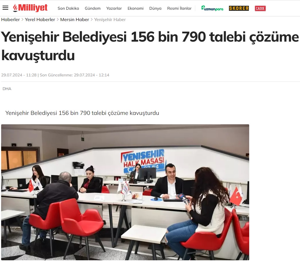 Yenişehir Belediyesi 156 bin 790 talebi çözüme kavuşturdu