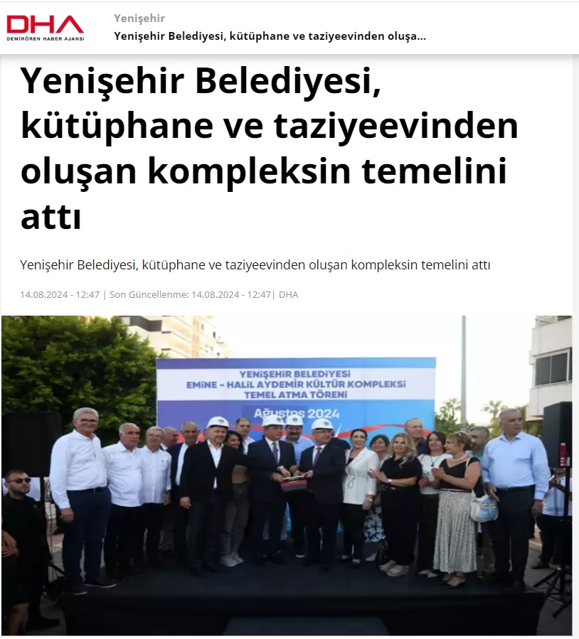 Yenişehir Belediyesi kütüphane ve taziyeevinden oluşan kompleksin temelini attı