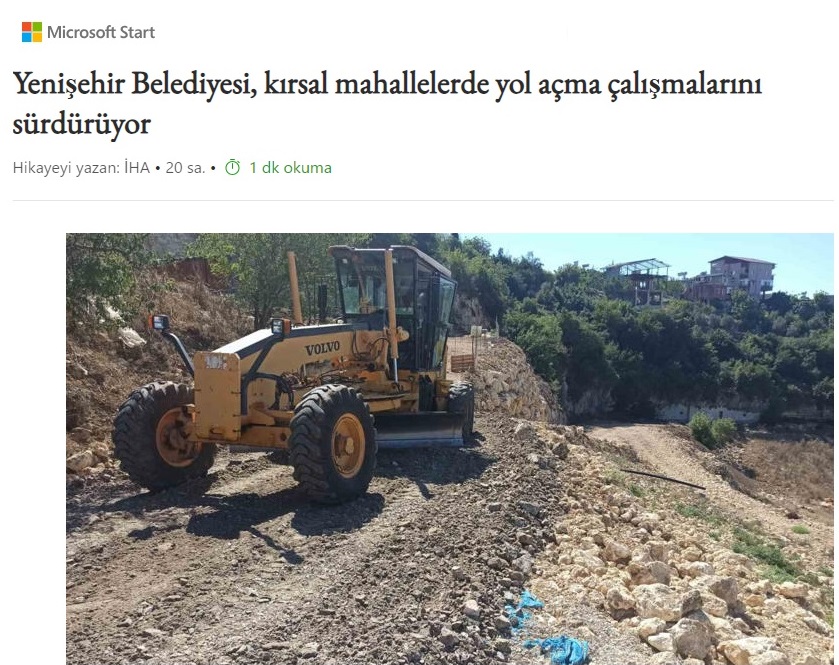 Yenişehir Belediyesi kırsal mahallerde yol açma çalışmalarını sürdürüyor