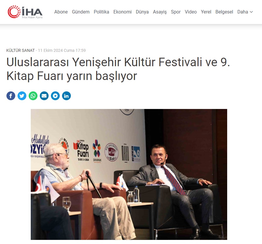 Uluslararası Yenişehir Kültür Festivali ve 9. CNR Kitap Fuarı yarın başlıyor