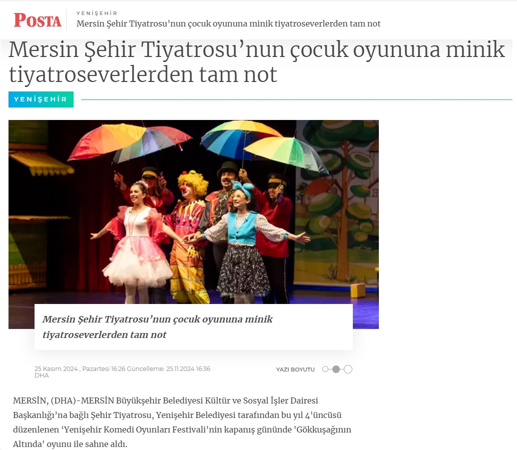 Yenişehir Belediyesi binlerce vatandaşı tiyatro ile buluşturdu