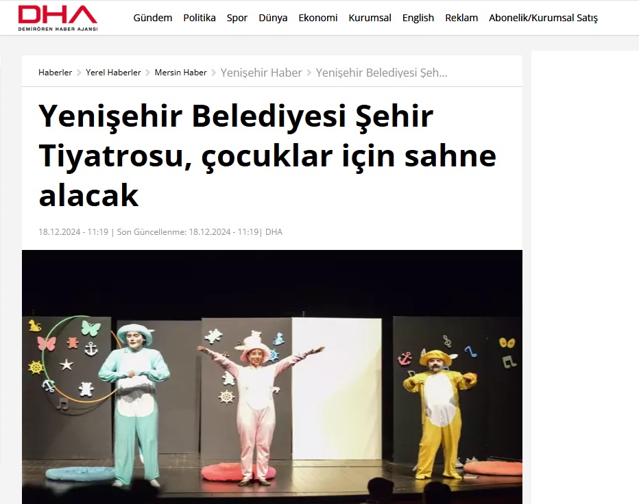 Yenişehir Belediyesi Şehir Tiyatrosu, çocuklar için sahne alacak