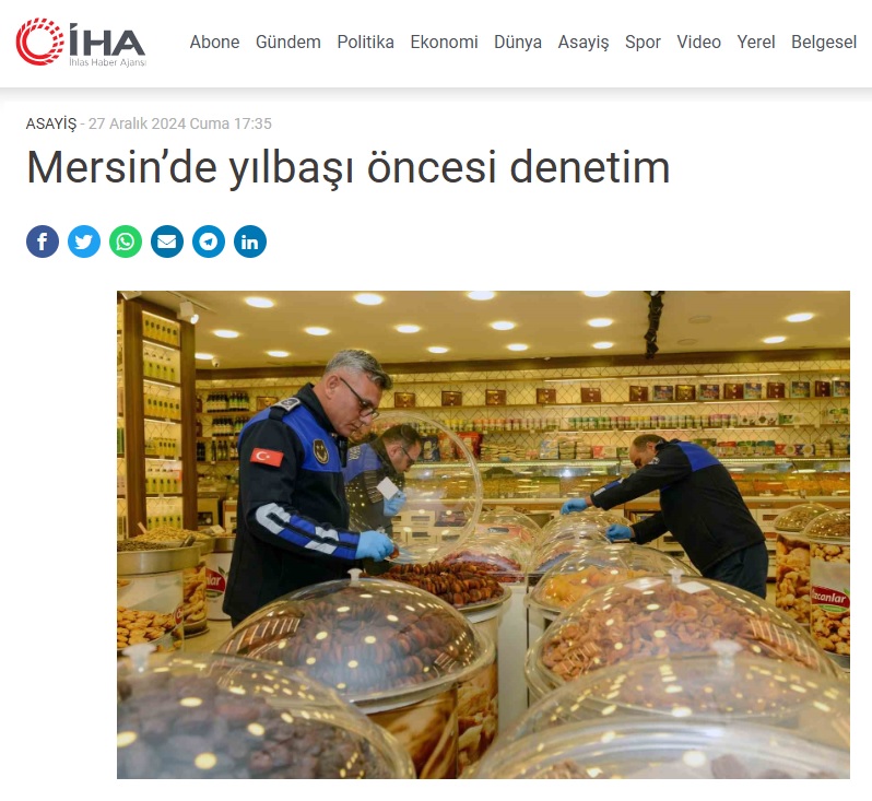 Yenişehir Belediyesi zabıtası kuruyemiş ve patiseri işletmelerini denetlendi