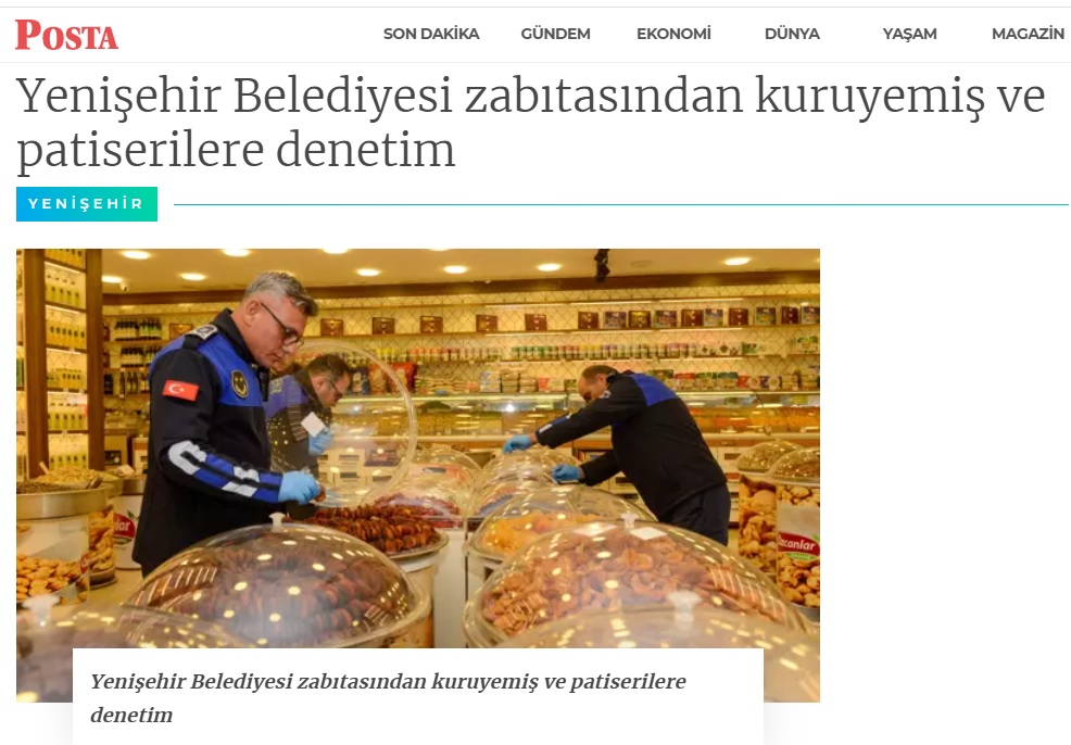 Yenişehir Belediyesi zabıtası kuruyemiş ve patiseri işletmelerini denetlendi
