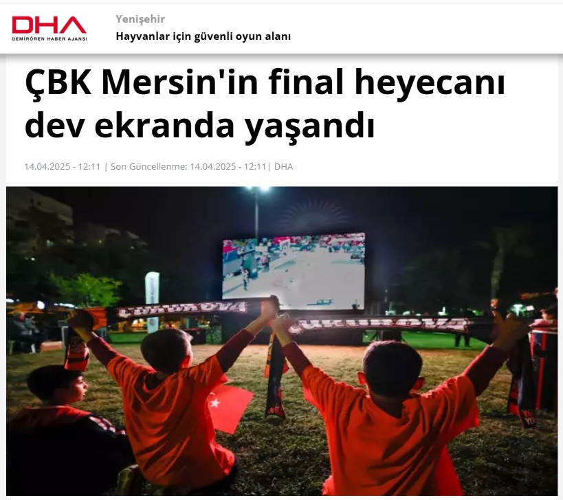 Vatandaşlar maç heyecanını Yenişehir Belediyesinin kurduğu dev ekranda yaşadı
