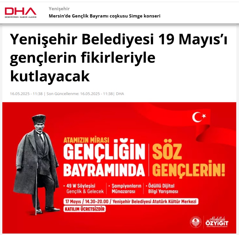 Yenişehir Belediyesi 19 Mayıs’ı gençlerin fikirleriyle kutlayacak