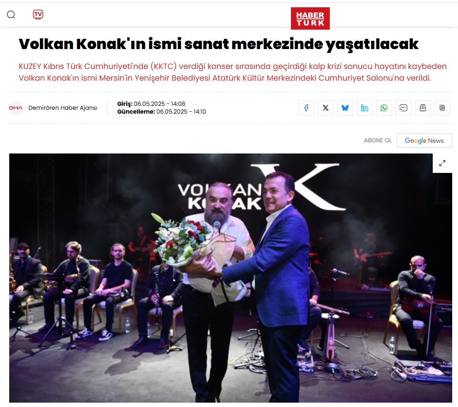 Volkan Konak’ın ismi Yenişehir’deki sanat merkezinde yaşayacak