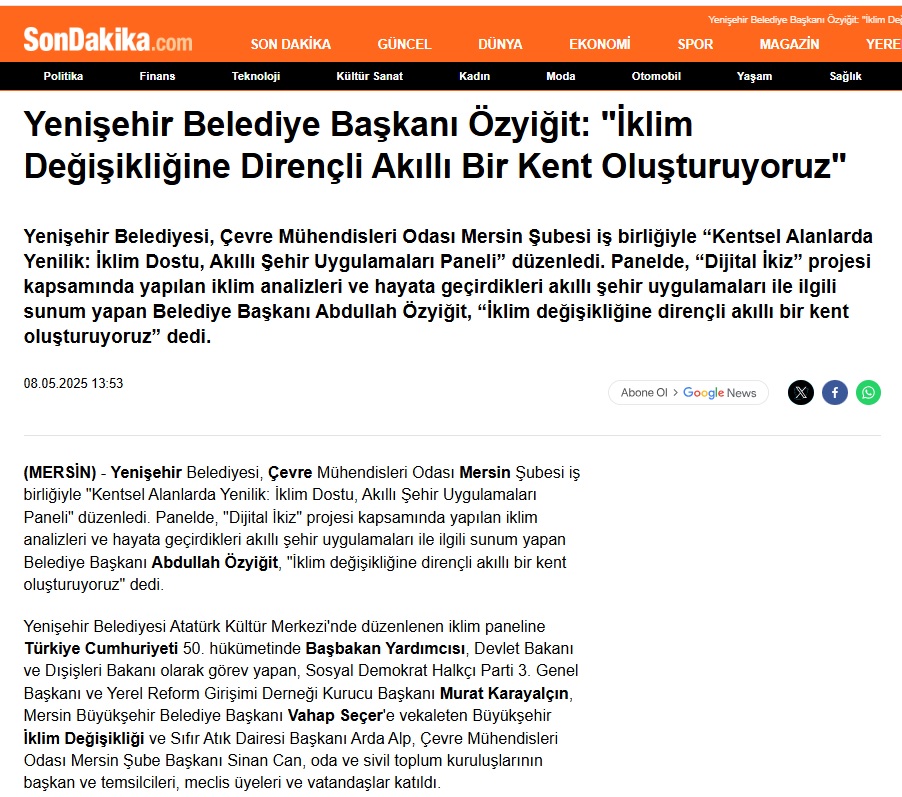 Başkan Özyiğit, “İklim değişikliğine dirençli akıllı bir kent oluşturuyoruz”
