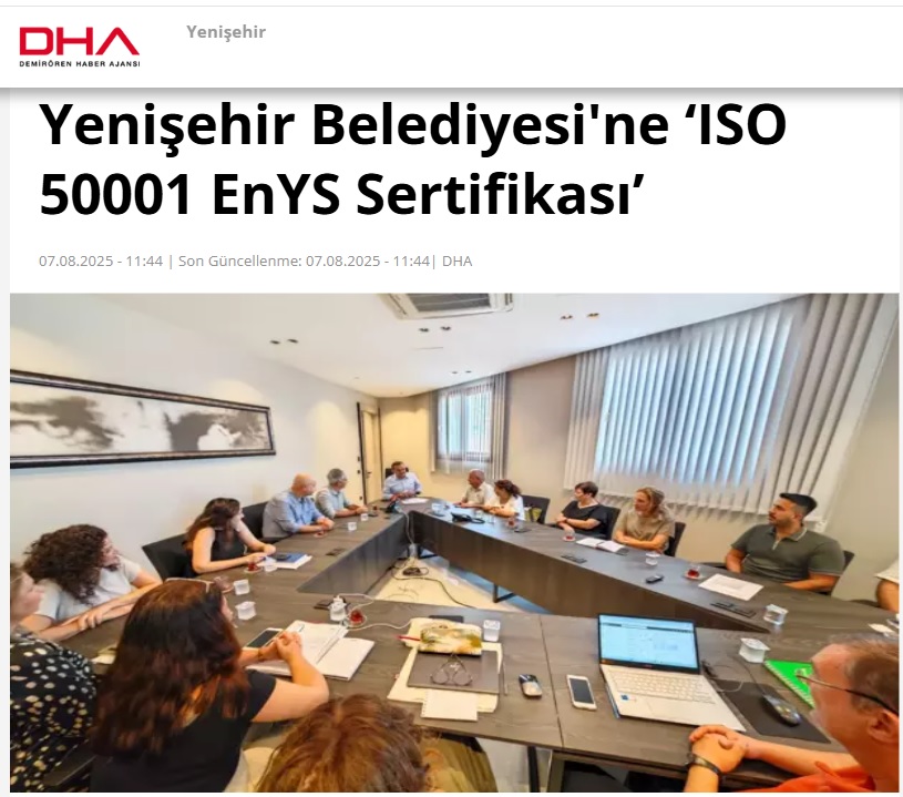 Yenişehir Belediyesinden bir ilk daha “ISO 50001 EnYS Sertifikası”
