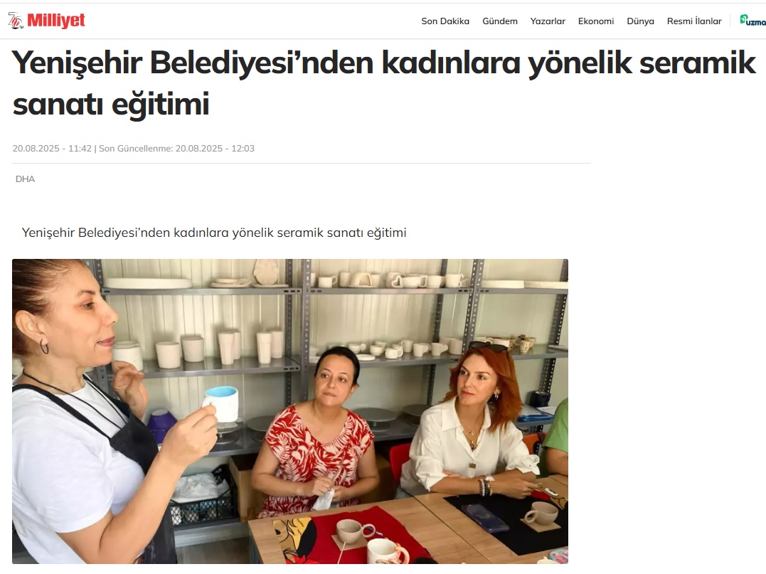 Yenişehir Belediyesinden kadınlara yönelik seramik sanatı eğitimi