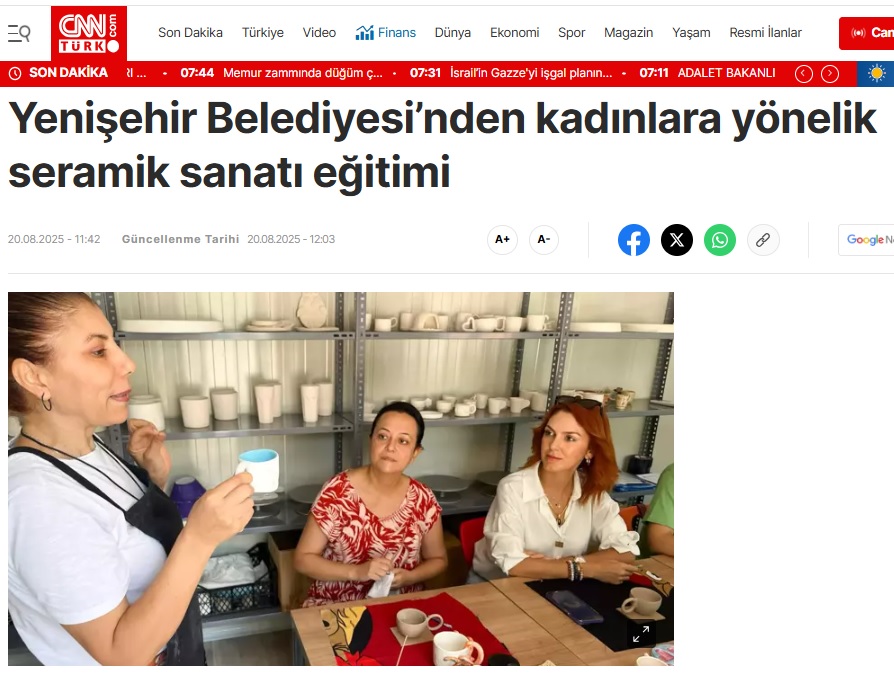 Yenişehir Belediyesinden kadınlara yönelik seramik sanatı eğitimi