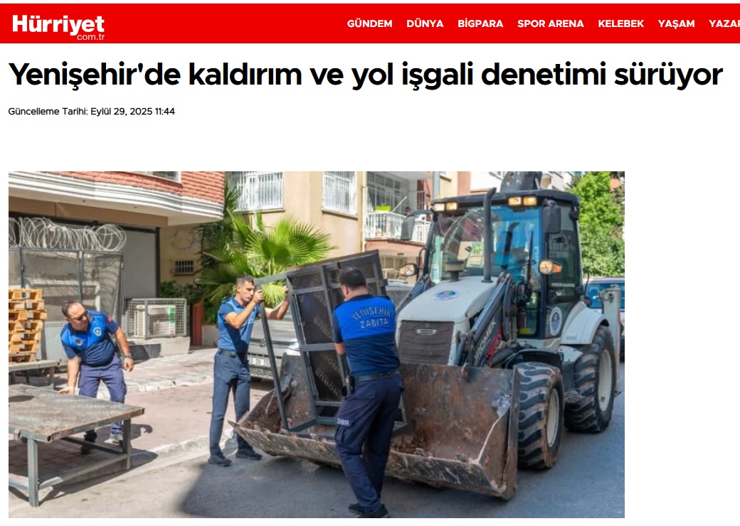 Yenişehir Belediyesi kaldırım ve yol işgali denetimlerini sürdürüyor