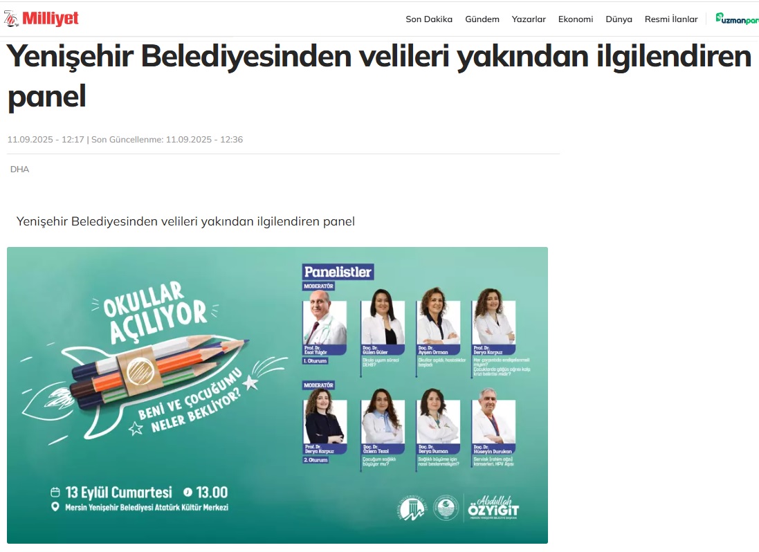 Yenişehir Belediyesinden velileri yakından ilgilendiren panel