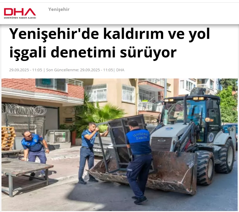 Yenişehir Belediyesi kaldırım ve yol işgali denetimlerini sürdürüyor