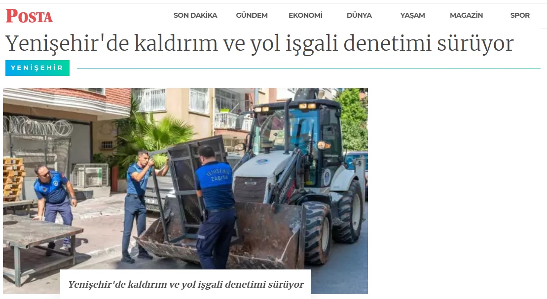Yenişehir Belediyesi kaldırım ve yol işgali denetimlerini sürdürüyor