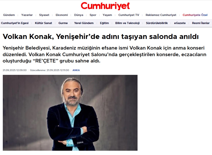 Volkan Konak Yenişehir’de adını taşıyan salonda anıldı