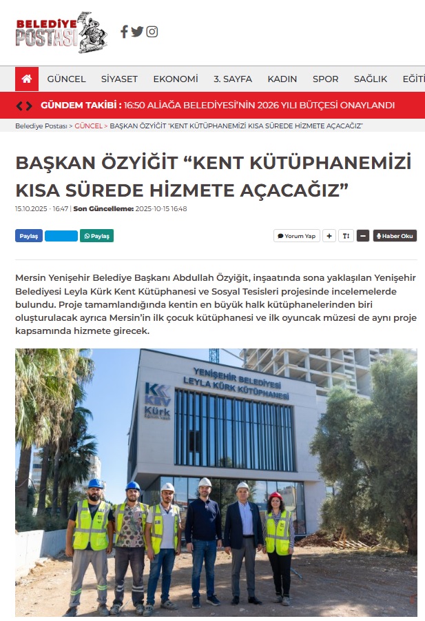 Başkan Özyiğit “Kent kütüphanemizi kısa sürede hizmete açacağız”