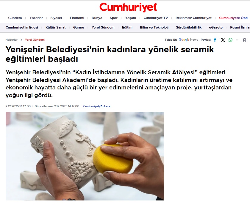 Yenişehir Belediyesinin kadınlara yönelik seramik eğitimleri başladı
