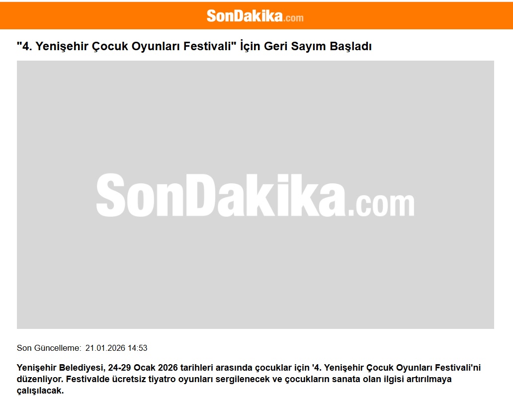 4. Yenişehir Çocuk Oyunları Festivali başlıyor