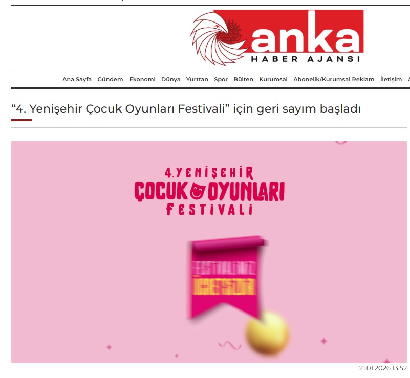 4. Yenişehir Çocuk Oyunları Festivali başlıyor