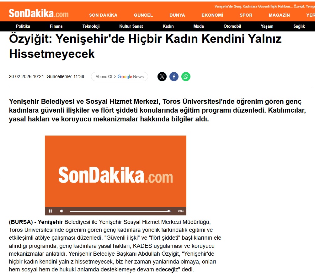 Yenişehir’de genç kadınlara ‘Güvenli ilişki’ rehberi