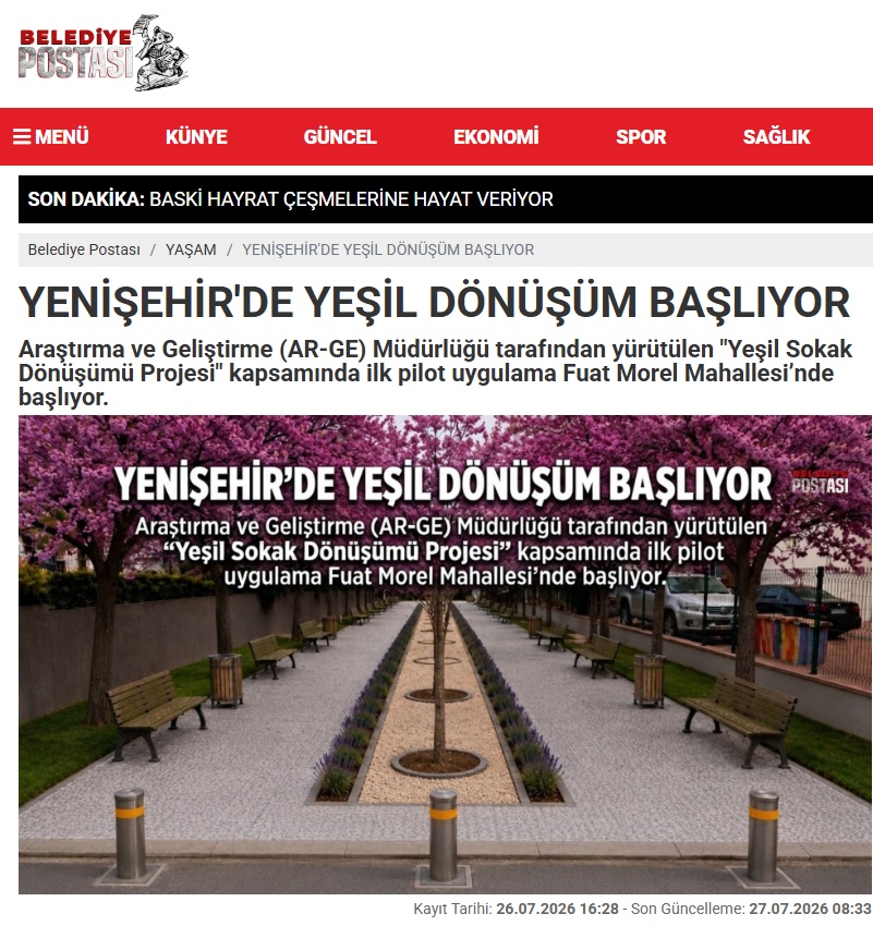 Yenişehir'de “Yeşil Sokak Dönüşümü” başlıyor