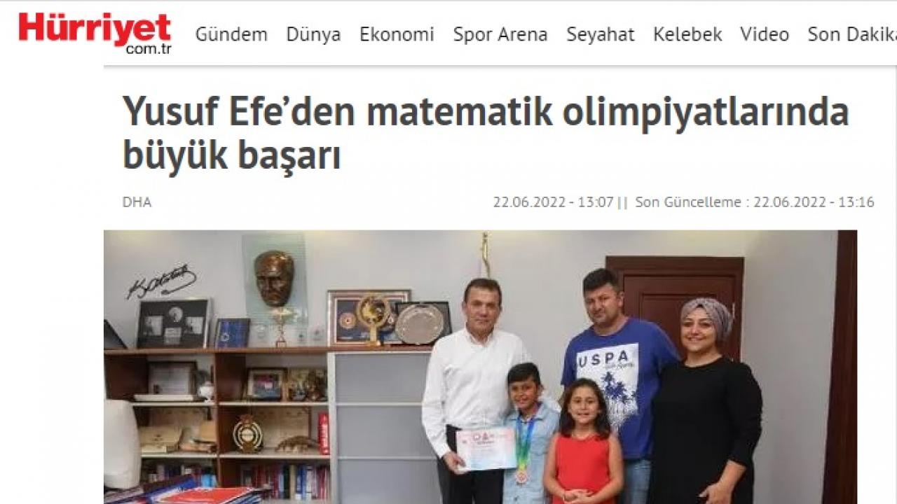 Yusuf Efe’den matematik olimpiyatlarında büyük başarı