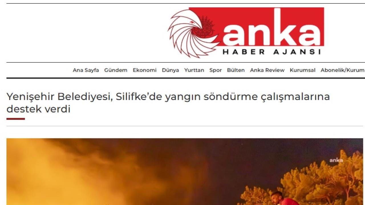 Yenişehir Belediyesi Silifke’de yangın söndürme çalışmalarına destek verdi