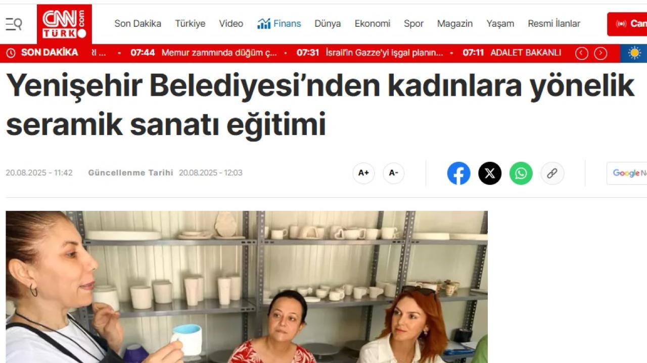 Yenişehir Belediyesinden kadınlara yönelik seramik sanatı eğitimi