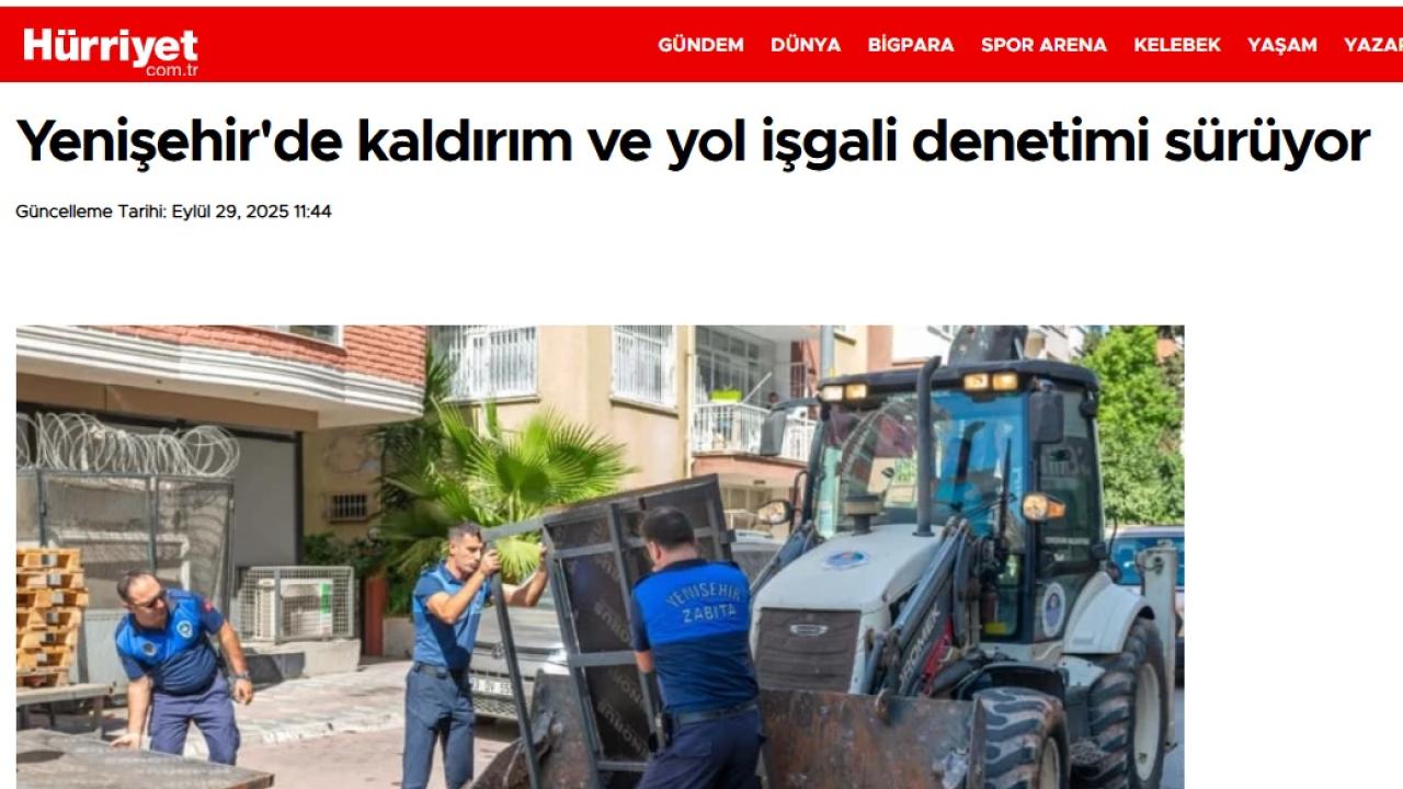Yenişehir Belediyesi kaldırım ve yol işgali denetimlerini sürdürüyor