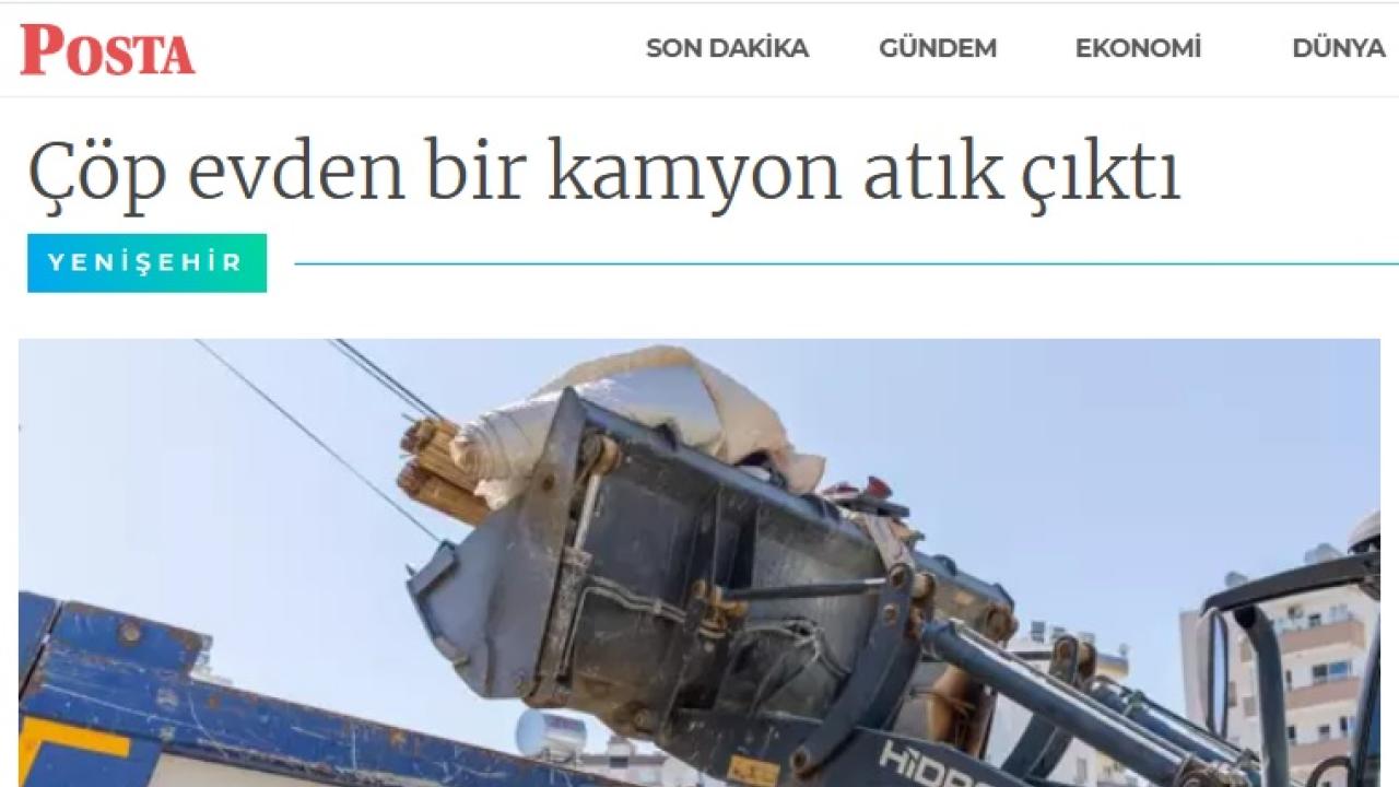 Yenişehir Belediyesi “çöp ev” niteliğindeki meskenden bir kamyon çöp çıkardı