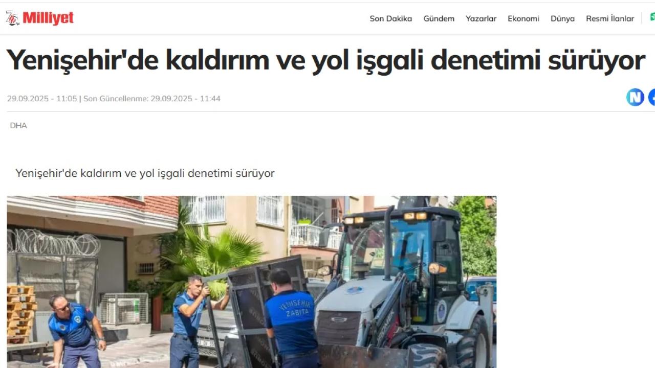 Yenişehir Belediyesi kaldırım ve yol işgali denetimlerini sürdürüyor