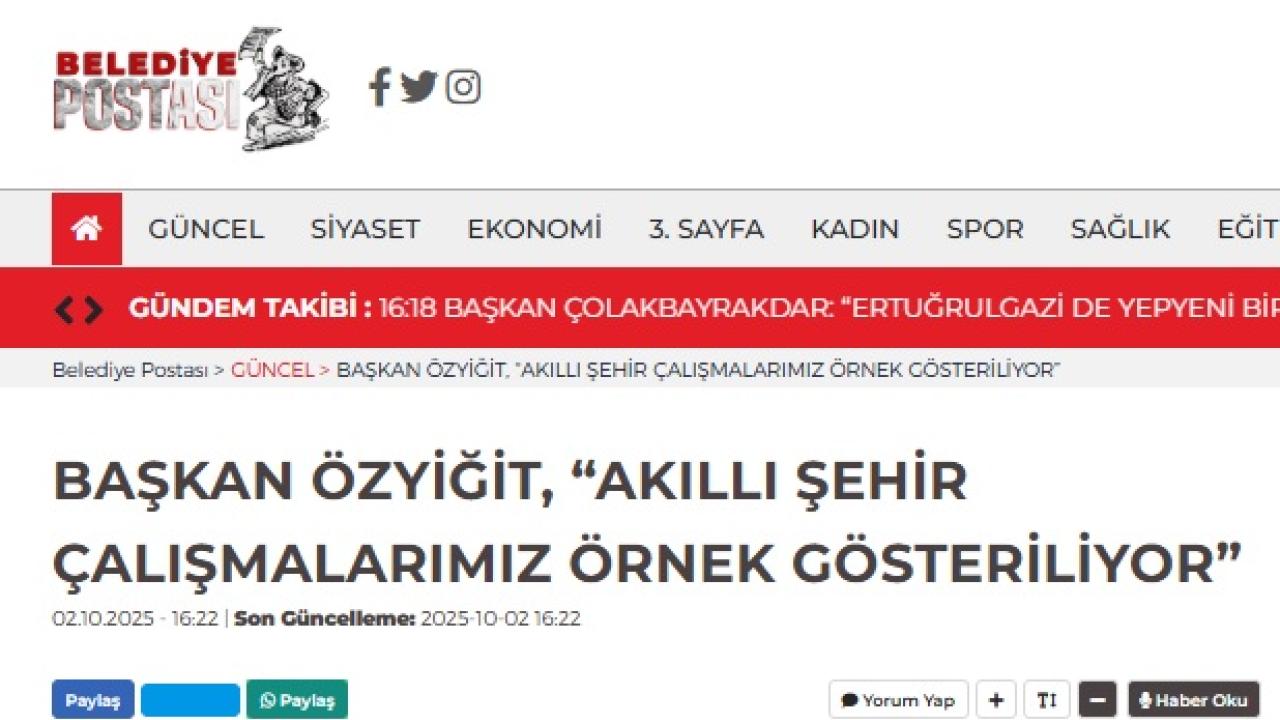 Başkan Özyiğit, “Akıllı şehir çalışmalarımız örnek gösteriliyor”