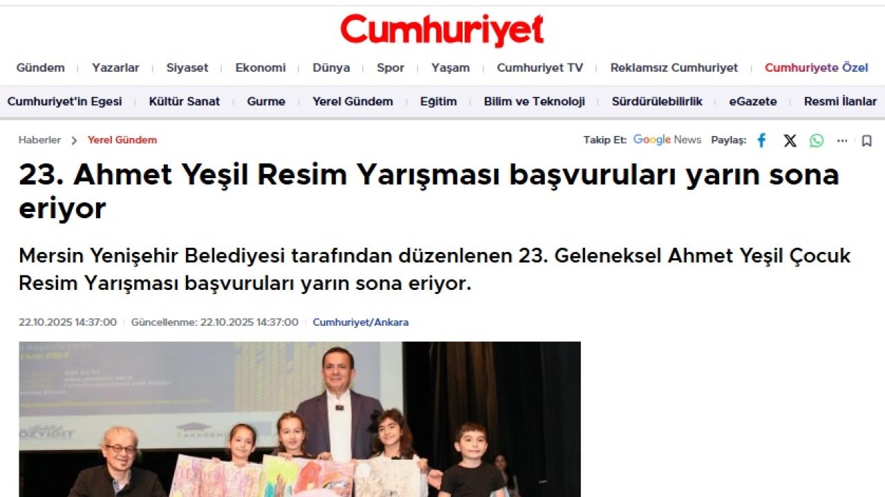 23. Ahmet Yeşil Resim Yarışması başvuruları yarın sona eriyor