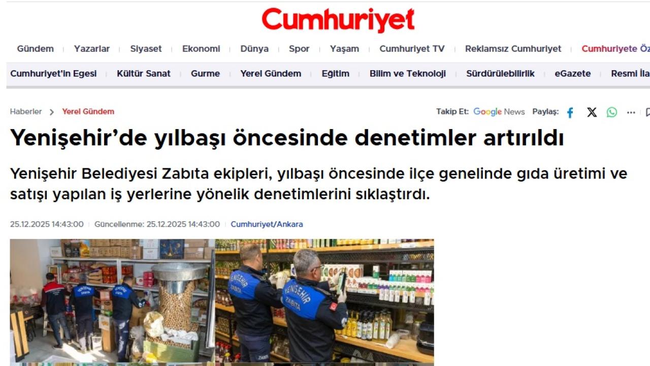 Yenişehir’de yılbaşı öncesinde denetimler artırıldı
