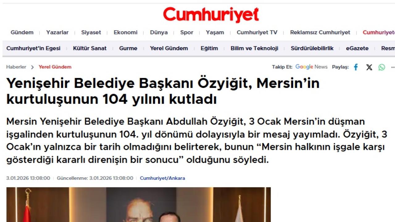 Başkan Özyiğit, Mersin’in kurtuluşunun 104. yılını kutladı