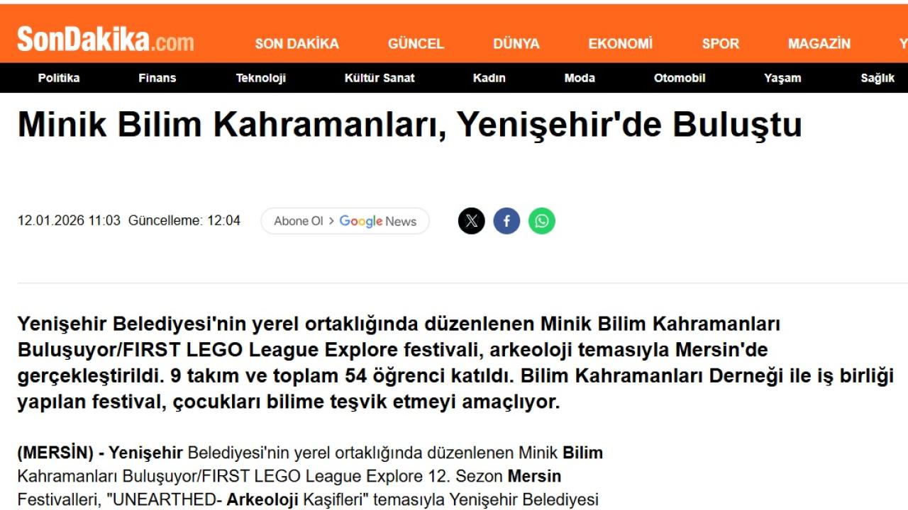 Minik Bilim Kahramanları Yenişehir’de Buluştu