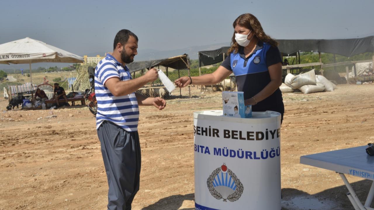 Yenişehir’de kurbanlık satış alanında pandemi önlemleri