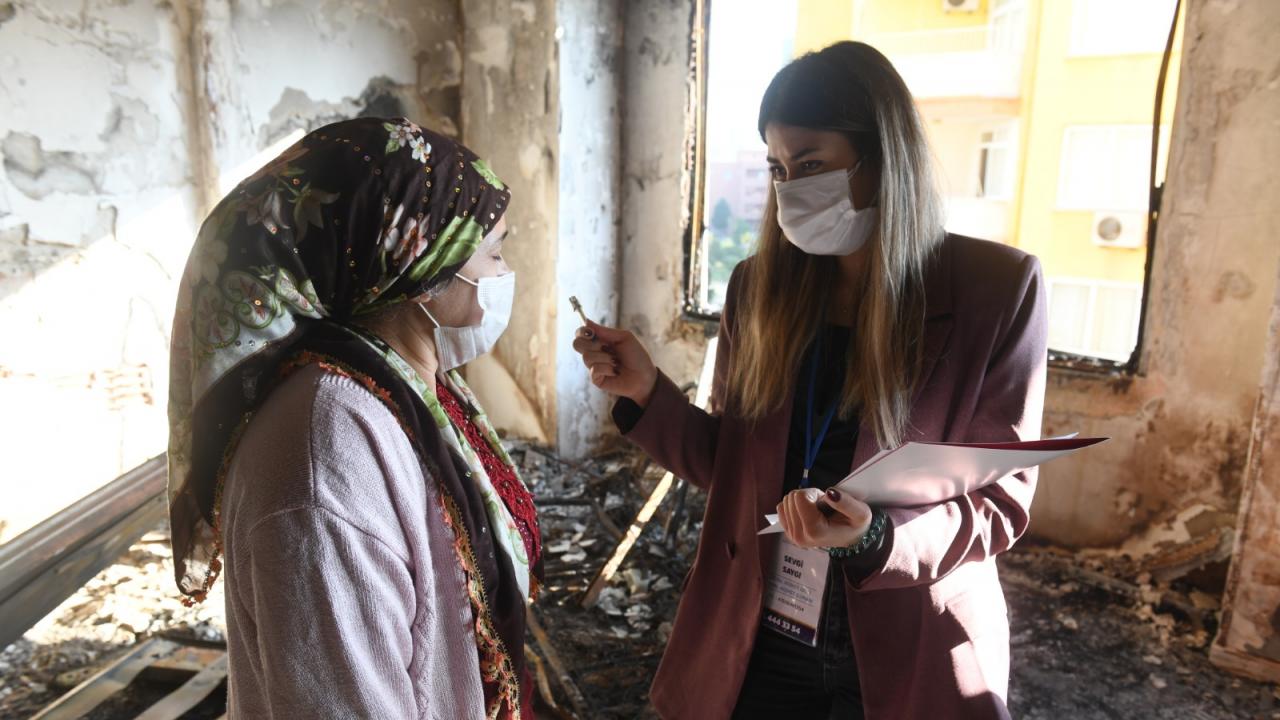 Yenişehir Belediyesi Sosyal Hizmet Destek Müdürlüğü ekipleri olay yerinde incelemelerde bulundu